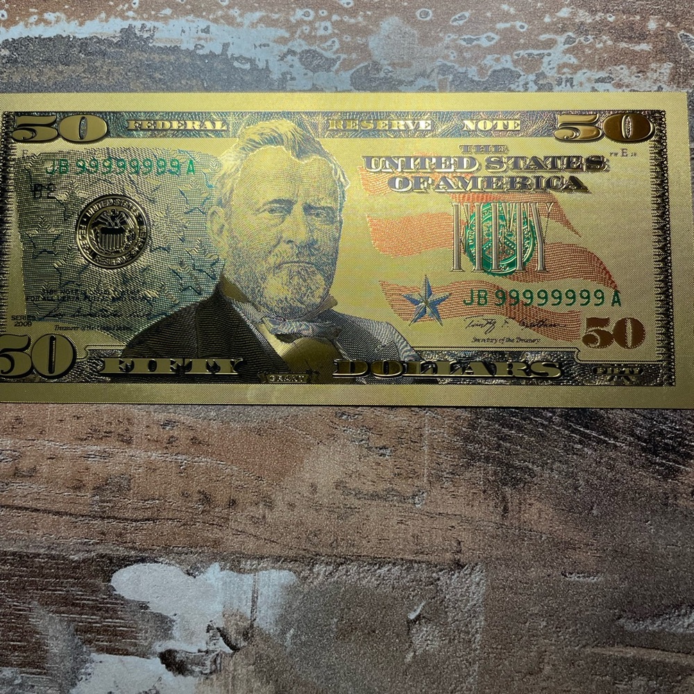 Gold Foil $50 Bill Replica